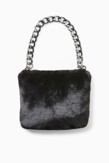 Women - Faux fur bag - black