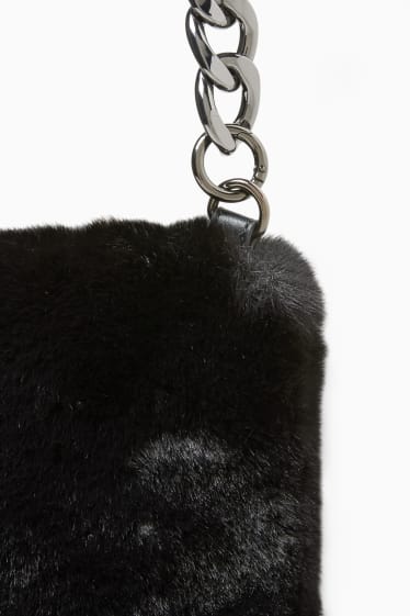 Women - Faux fur bag - black