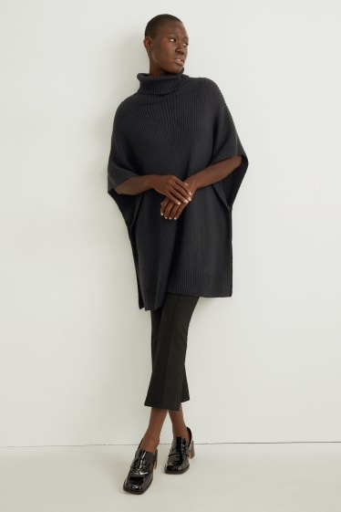 Femmes - Poncho de maille en cachemire mélangé - noir
