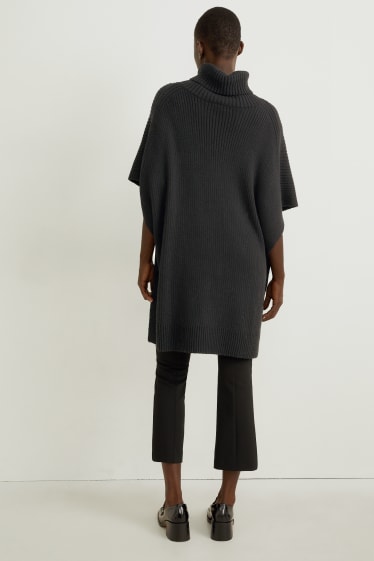 Femmes - Poncho de maille en cachemire mélangé - noir