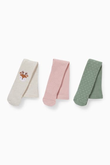 Bébés - Lot de 3 paires - collants pour bébé - rose