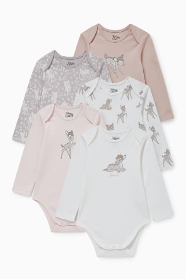 Babys - Multipack 5er - Bambi - Baby-Body - weiß / rosa