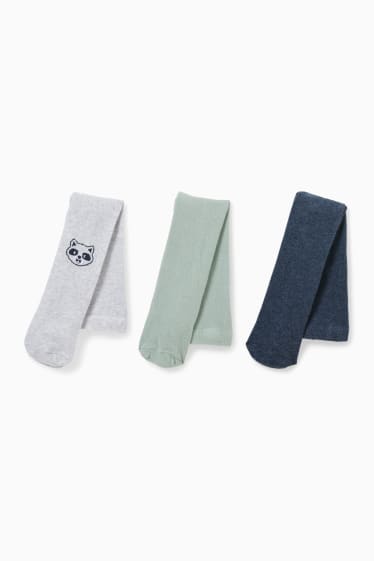 Bébés - Lot de 3 paires - collants pour bébé - gris clair chiné