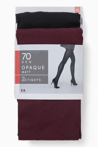 Women - Multipack of 2 - tights - 70 denier - bordeaux / black