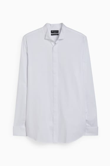 Herren - Smokinghemd - Slim Fit - Kläppchenkragen - bügelleicht - weiß
