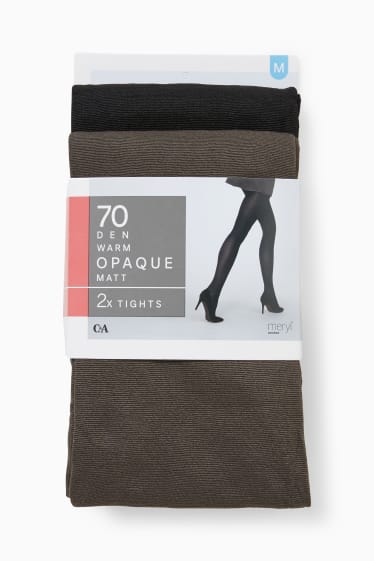 Dona - Pack de 2 - mitges - LYCRA® - 70 DEN - negre