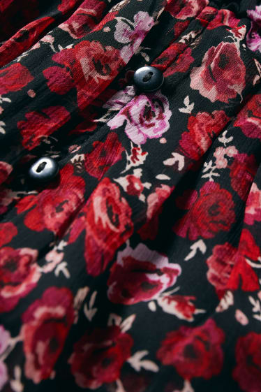 Ados & jeunes adultes - CLOCKHOUSE - chemisier en gaze - à fleurs - rouge foncé / noir