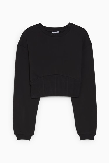 Tieners & jongvolwassenen - CLOCKHOUSE - kort sweatshirt - zwart
