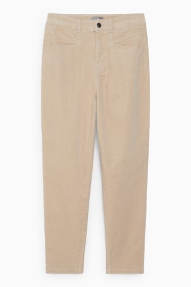 Damen - Cordhose - Mid Waist - Tapered Fit - beige