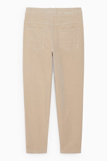 Women - Corduroy trousers - mid-rise waist - tapered fit - beige