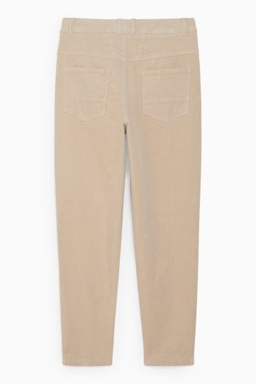 Dames - Corduroy broek - mid waist - tapered fit - beige