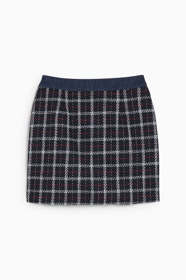 Women - Mini skirt - check - black