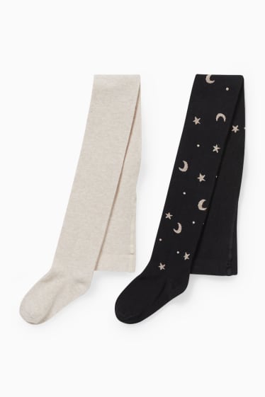 Enfants filles - Lot de 2 paires - collants - noir / beige
