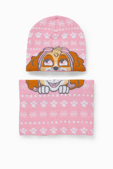 Bambine - Paw Patrol - set - berretto e scaldacollo - 2 pezzi - rosa