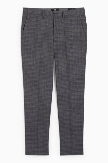 Uomo - Pantaloni coordinabili - slim fit - LYCRA® - a quadretti - grigio scuro