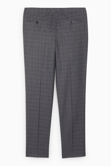 Uomo - Pantaloni coordinabili - slim fit - LYCRA® - a quadretti - grigio scuro