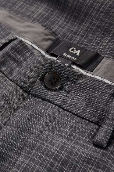 Home - Pantalons combinables - slim fit - LYCRA® - de quadres - gris fosc