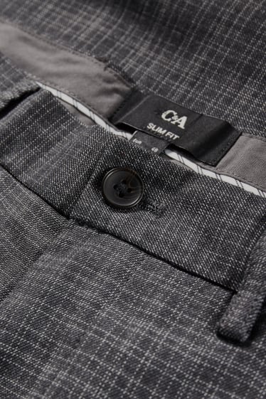 Uomo - Pantaloni coordinabili - slim fit - LYCRA® - a quadretti - grigio scuro