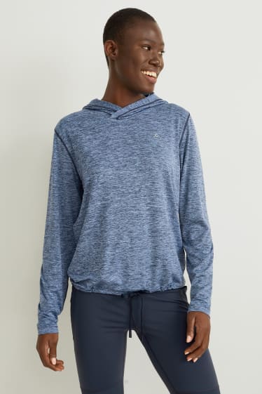 Donna - Maglia tecnica con cappuccio - hiking - 4 Way Stretch - blu / blu scuro