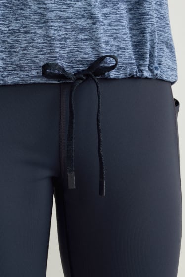Donna - Maglia tecnica con cappuccio - hiking - 4 Way Stretch - blu / blu scuro