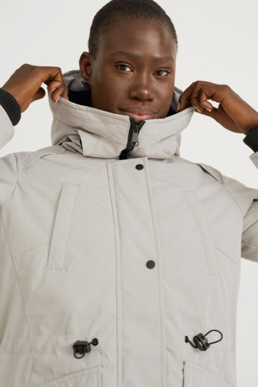 Dames - Parka met capuchon - crèmekleurig