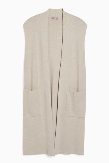 Dames - Gebreide bodywarmer - beige-mix