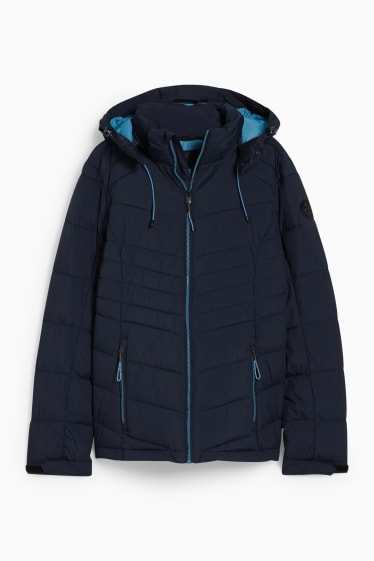 Women - Quilted jacket with hood - dark blue