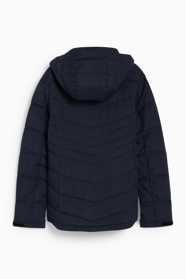 Women - Quilted jacket with hood - dark blue