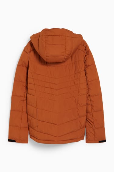 Women - Quilted jacket with hood - havanna