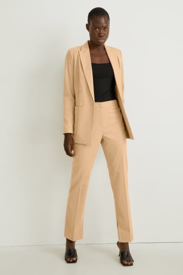Women - Cloth trousers - mid-rise waist - straight fit - light brown