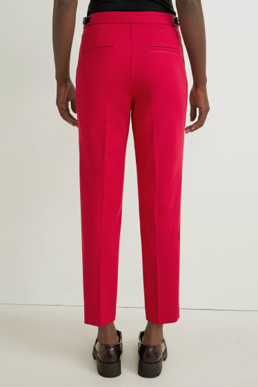 Femmes - Pantalon de toile - mid-waist - slim fit - rouge