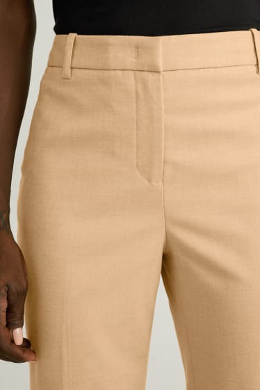 Women - Cloth trousers - mid-rise waist - straight fit - light brown