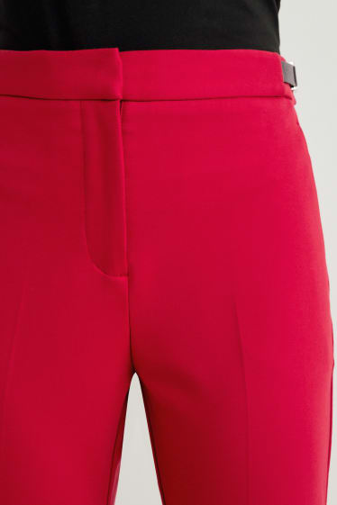Dámské - Plátěné kalhoty - mid waist - slim fit - červená