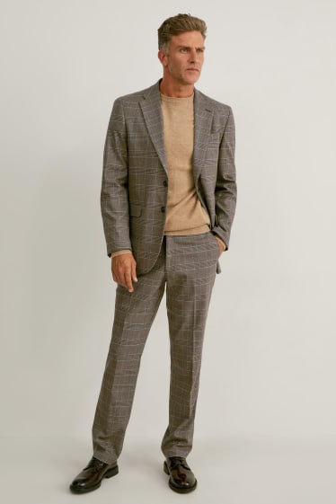 Hommes - Pantalon de costume - régular fit - matière extensible - LYCRA® - marron chiné