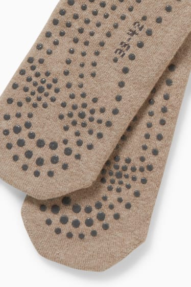 Women - Non-slip socks - beige-melange