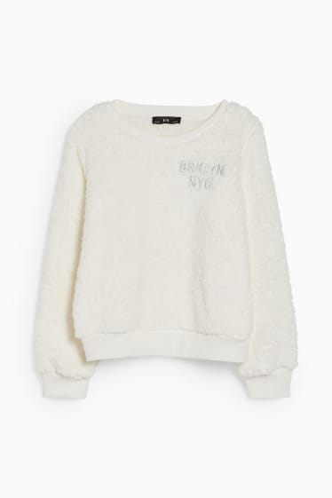 Kinderen: meisjes - Sweatshirt van teddybont - wit