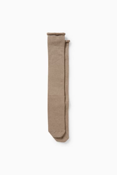 Femmes - Chaussettes antidérapantes - beige chiné