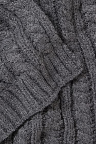 Men - Scarf - cable knit pattern - dark gray