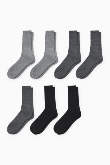 Heren - Set van 7 - sokken - donkergrijs / lichtgrijs