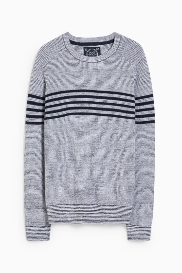 Children - Jumper - striped - light gray / dark blue