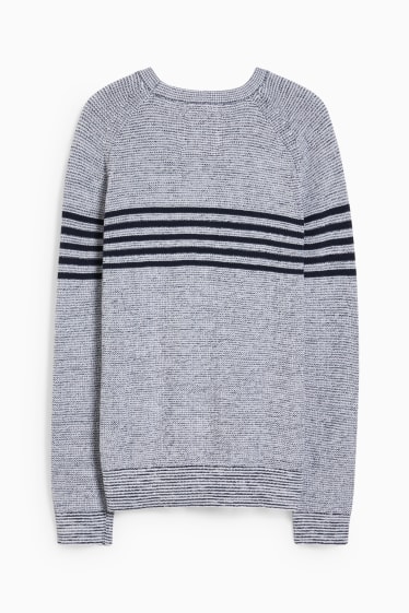 Children - Jumper - striped - light gray / dark blue