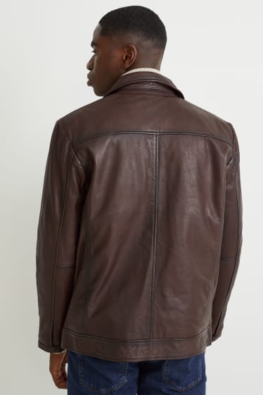 Hommes - Veste en cuir - marron foncé