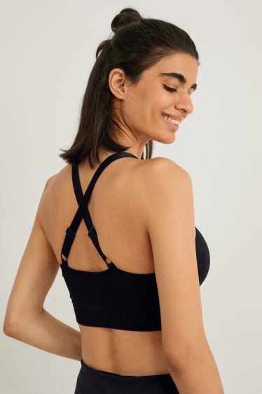 Donna - Reggiseno sportivo - imbottito - yoga - 4 Way Stretch  - nero