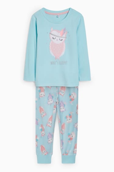 Kinder - Fleece-Pyjama - 2 teilig - helltürkis