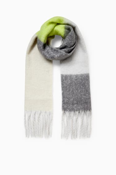 Women - Fringed scarf  - light green