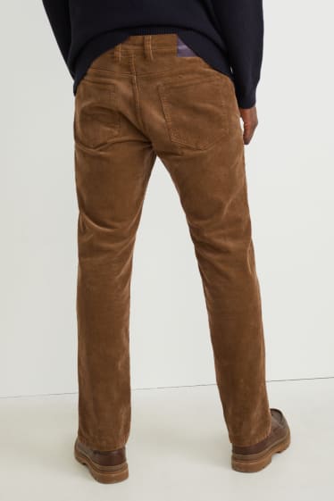 Hommes - Pantalon en velours côtelé - regular fit - LYCRA® - marron foncé