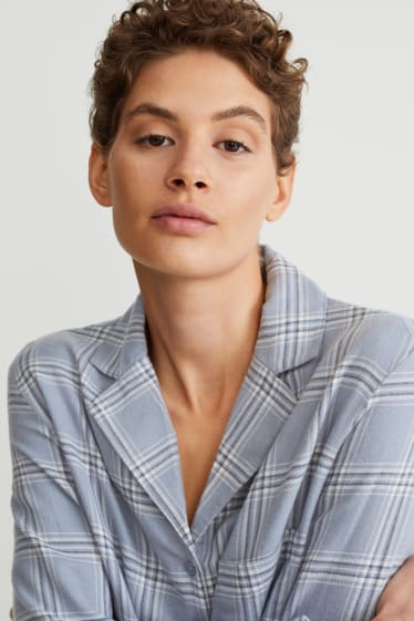 Women - Pyjamas - check - blue