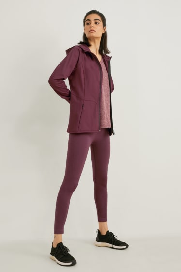 Femmes - Veste de sport à capuche - fitness - 4 Way Stretch - bordeaux