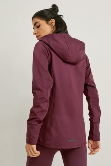 Women - Technical jacket with hood - fitness - 4 Way Stretch - bordeaux