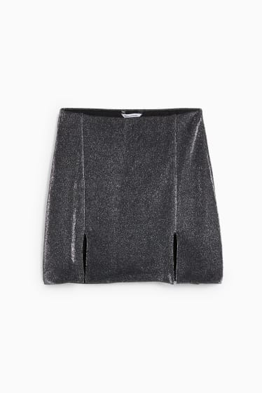 Kobiety - CLOCKHOUSE - spódnica mini - z połyskiem - czarny